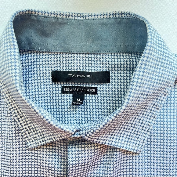 Tahari Men's Medium Shirt Regular Stretch Blue White Long Sleeve Button Up EUC - Picture 1 of 9